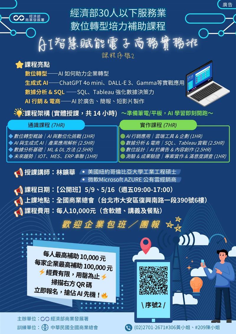 【教育訓練-數位轉型】感謝商業總會邀請易利華科技林執行長，開辦數位轉型及AI智慧化的相關課程！